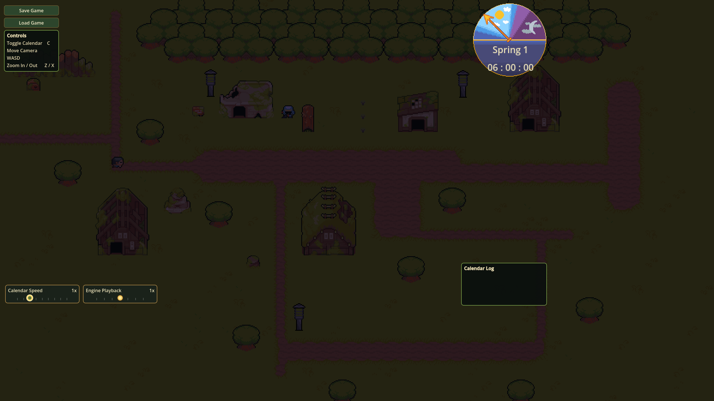 Calendar and engine speed controls