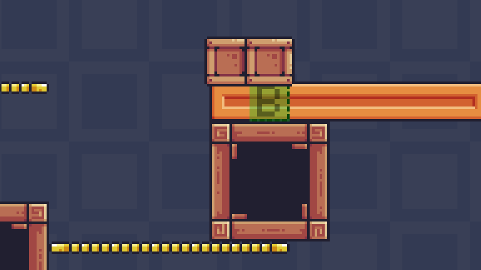 Placing platform pieces in a side-view platformer level